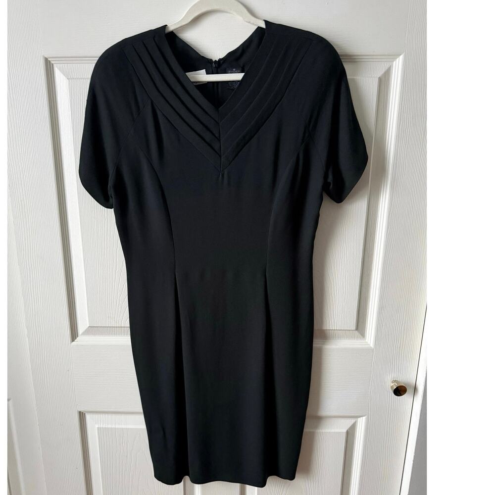 Vintage 80s Capagallo Black Structured Dress Size‎ 12 | Power Dressing Boardroom